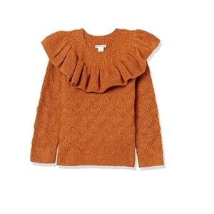 Girls soft touch Ruffle brown sweater NWT